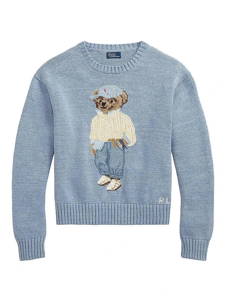 Polo Bear Cotton-Knit Crewneck Sweater