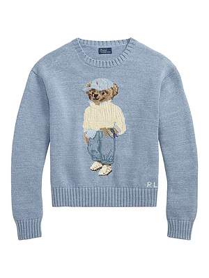 Polo Bear Cotton-Knit Crewneck Sweater