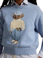 Polo Bear Cotton-Knit Crewneck Sweater