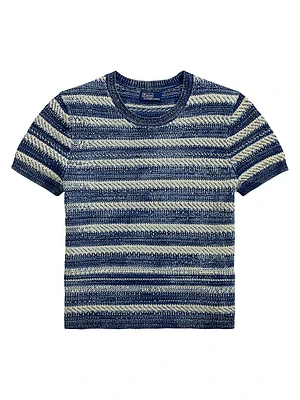 Striped Cotton-Knit Crewneck Sweater