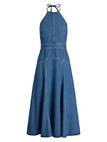 Denim Halter Midi-Dress