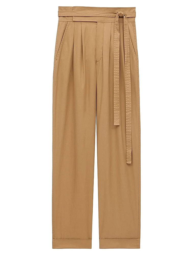 Paper Bag Pants Cotton Poplin