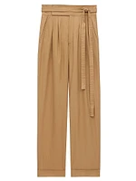 Paper Bag Pants Cotton Poplin