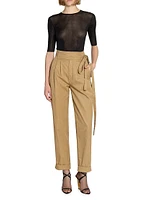 Paper Bag Pants Cotton Poplin
