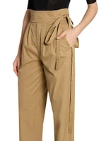 Paper Bag Pants Cotton Poplin