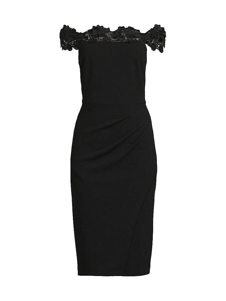 Crepe Off-The-Shoulder Midi-Dress