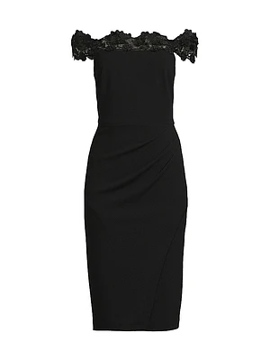 Crepe Off-The-Shoulder Midi-Dress