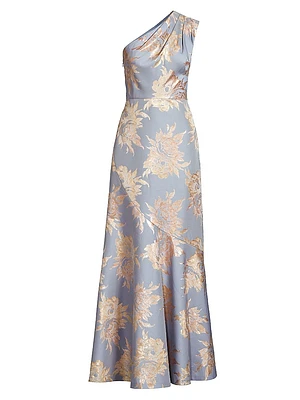 Gianella One-Shoulder Jacquard Gown
