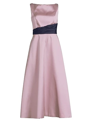 Gemma Satin Tea-Length Dress