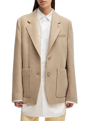 Oversized-Fit Blazer Melange Wool