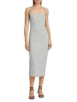 Grid Side-Ruched Midi-Dress
