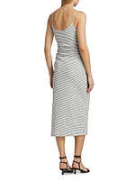 Grid Side-Ruched Midi-Dress