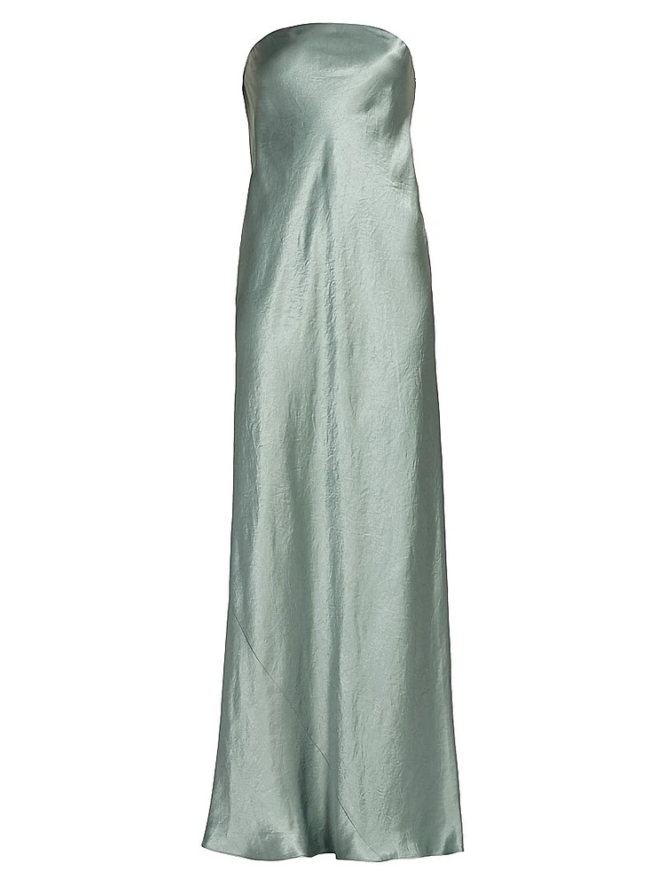 Satin Strapless Maxi Dress