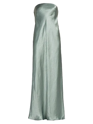 Satin Strapless Maxi Dress