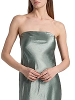 Satin Strapless Maxi Dress
