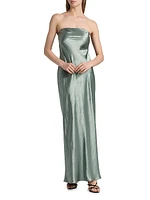 Satin Strapless Maxi Dress