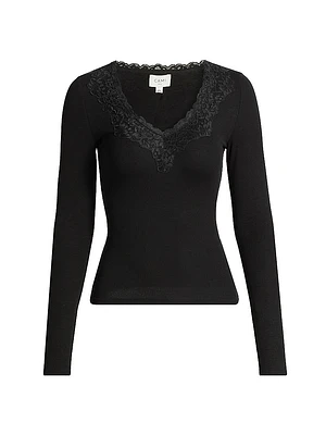 Rooney Ribbed Lace-Trim Top