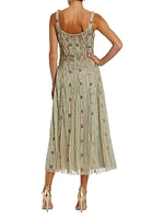 Embellished Mesh Cocktail Dress
