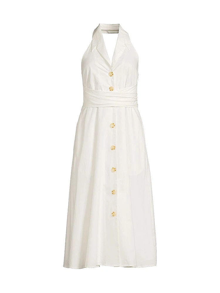 Alessia Poplin Button-Front Midi-Dress