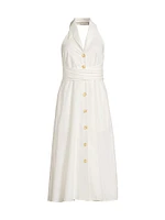 Alessia Poplin Button-Front Midi-Dress