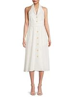 Alessia Poplin Button-Front Midi-Dress