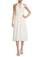 Alessia Poplin Button-Front Midi-Dress