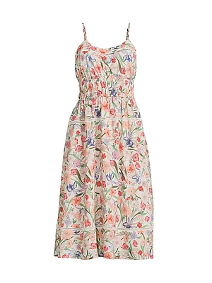 Haisley Floral Ladder-Trim Dress