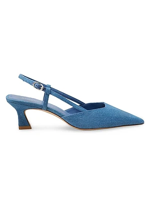 Vinnie 50MM Vintage Denim Slingback Pumps