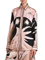 Printed Silk Twill Button-Front Shirt