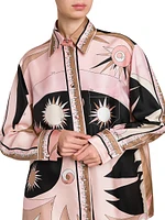 Printed Silk Twill Button-Front Shirt