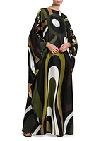 Asymmetric Print Caftan Maxi Dress