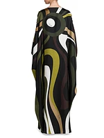 Asymmetric Print Caftan Maxi Dress