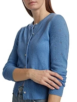 Jane Pointelle Cashmere Button-Front Cardigan