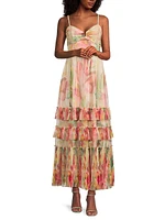 Elliott Ruffled Printed Tulle Sweetheart Gown