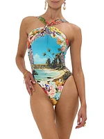 Bathing Bombshell Highneck One-Piece Swimsuit