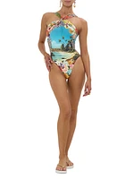 Bathing Bombshell Highneck One-Piece Swimsuit