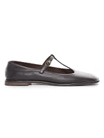 Leather T-Strap Ballet Flats