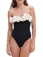 Breeze Floral Appliqué Strapless One-Piece Swimsuit