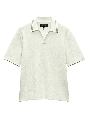 Cotton-Blend Johnny-Collar Polo Shirt