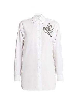 Diamond Bird Cut Out Cotton Poplin Shirt