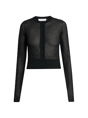 Sheer Knit Cotton-Blend Cardigan