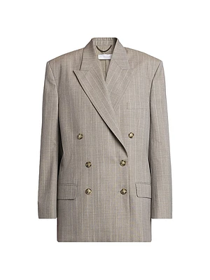 Melange Stripe Double-Breasted Jacket