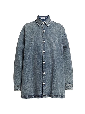 Hotfix Denim Button-Front Oversized Shirt