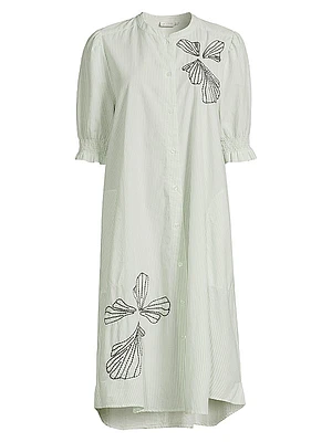 Nomi Striped Cotton Midi-Length Shirtdress