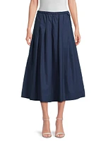 Siffa Pleated Cotton Midi-Skirt