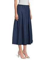 Siffa Pleated Cotton Midi-Skirt