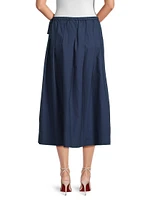 Siffa Pleated Cotton Midi-Skirt