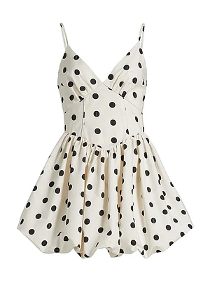 Apaline Polka Dot Cotton Bubble-Hem Minidress