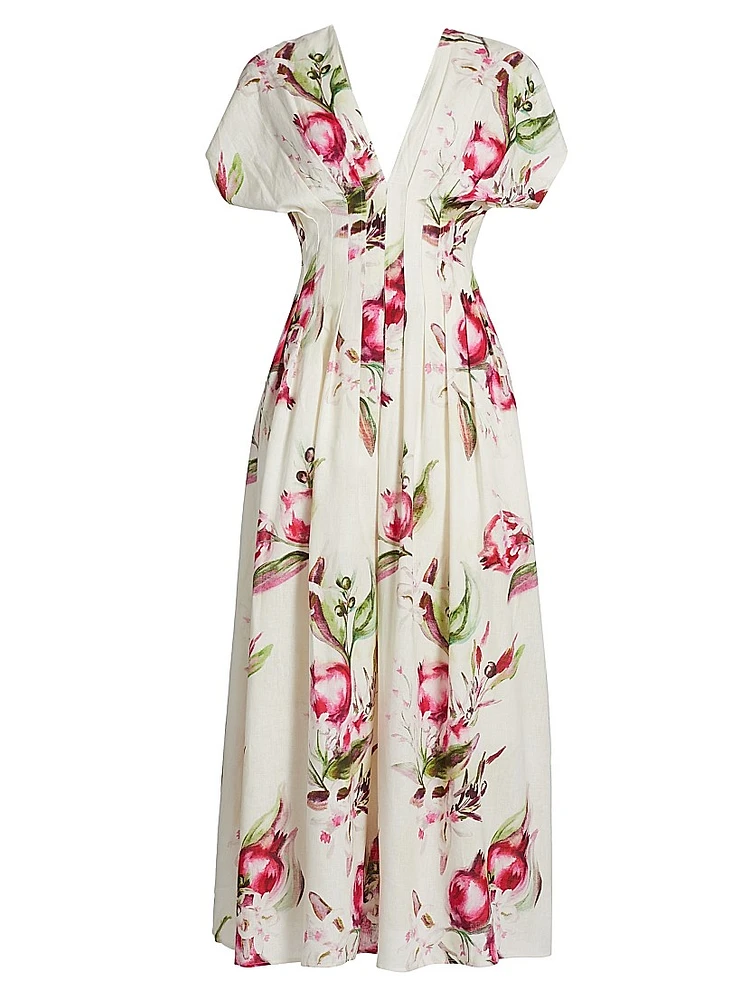 Sonya Pleated Floral Midi-Dress