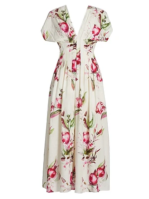 Sonya Pleated Floral Midi-Dress